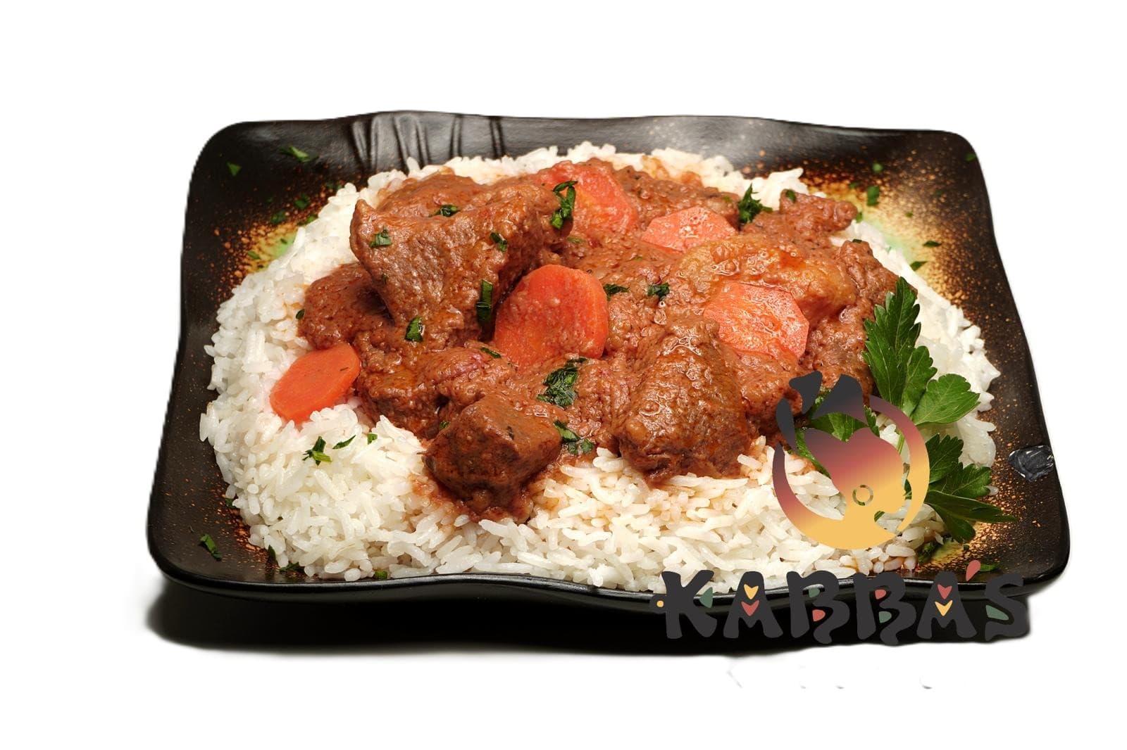 Mafe Yapp peanut stew with tender beef, potatoes, and carrots over white rice